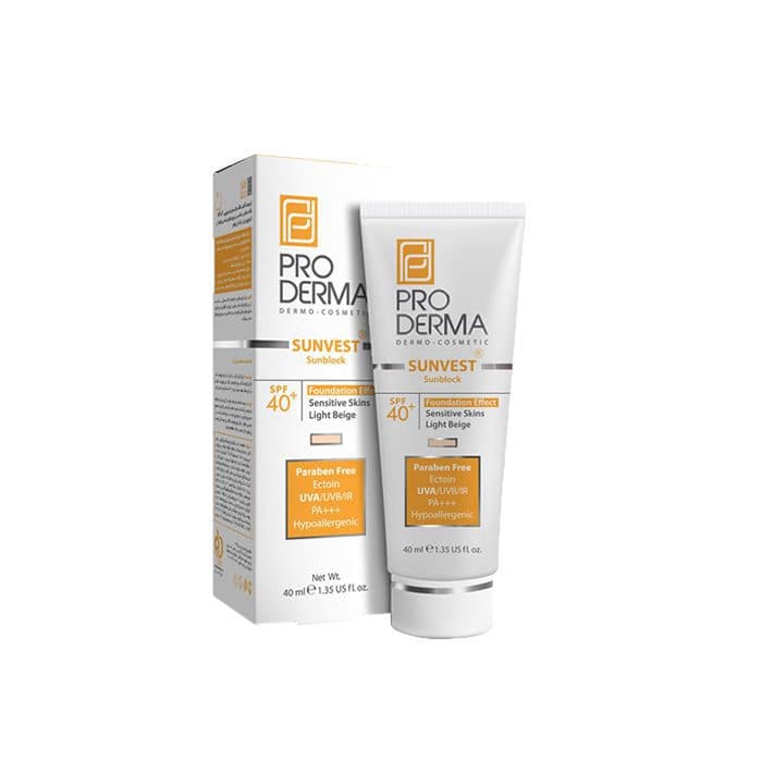 ضدآفتاب بژ روشن Proderma پرودرما SPF40 مناسب پوست حساس — تصویر ۸