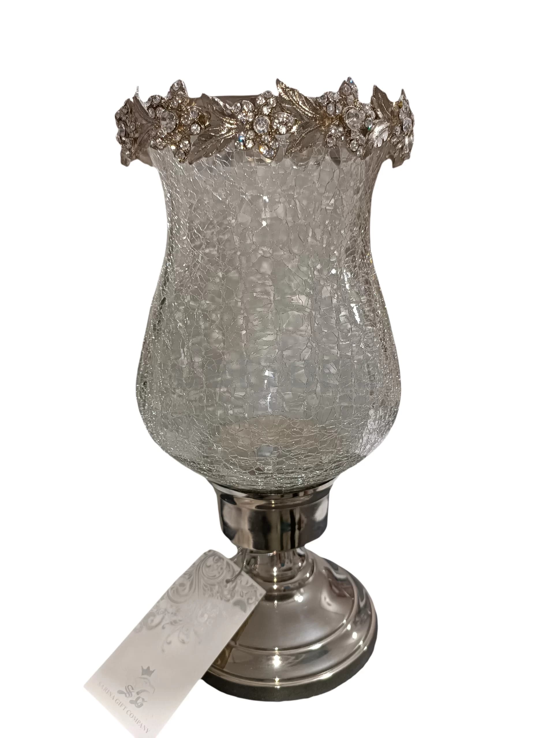 شمعدان شیشه ترک فلزی سیلور کد 3415 — تصویر ۶