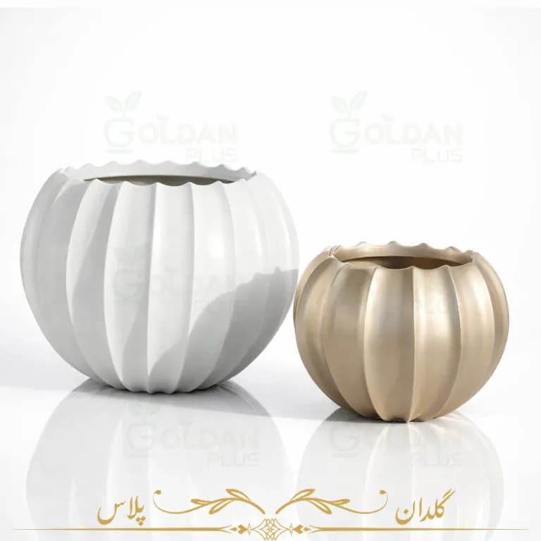 گلدان فایبرگلاس توپی طرح دار مدل راکی – 2 سایز