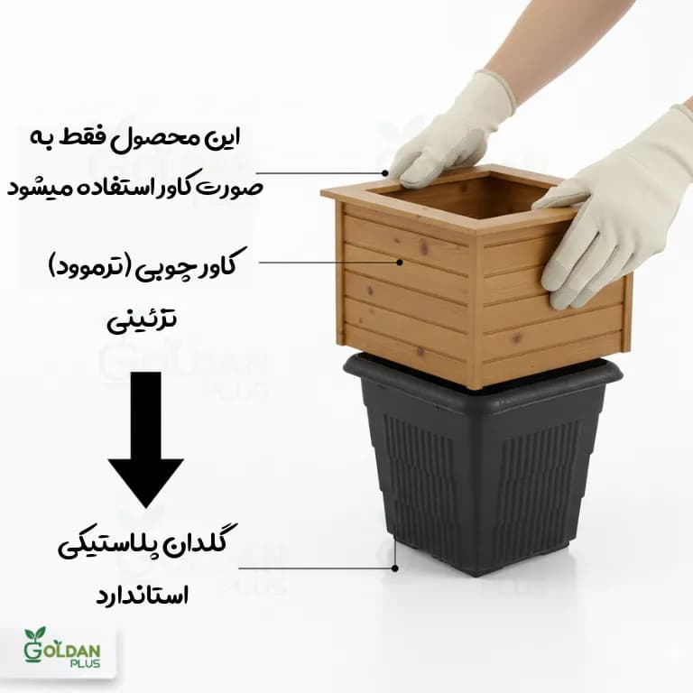 کاور چوبی فلاورباکس مکعبی — تصویر ۴