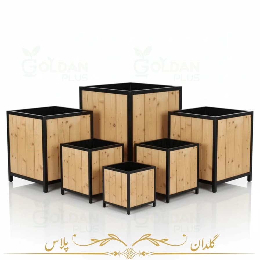 فلاور باکس چوبی مکعب در 6 سایز متنوع