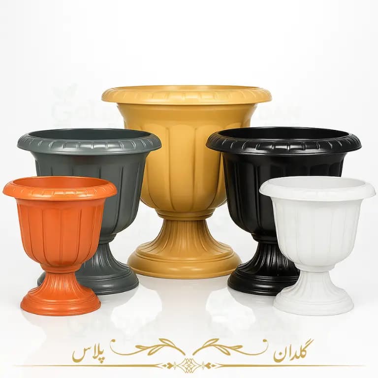گلدان پلاستکی پایه دار طرح رومی کلاسیک