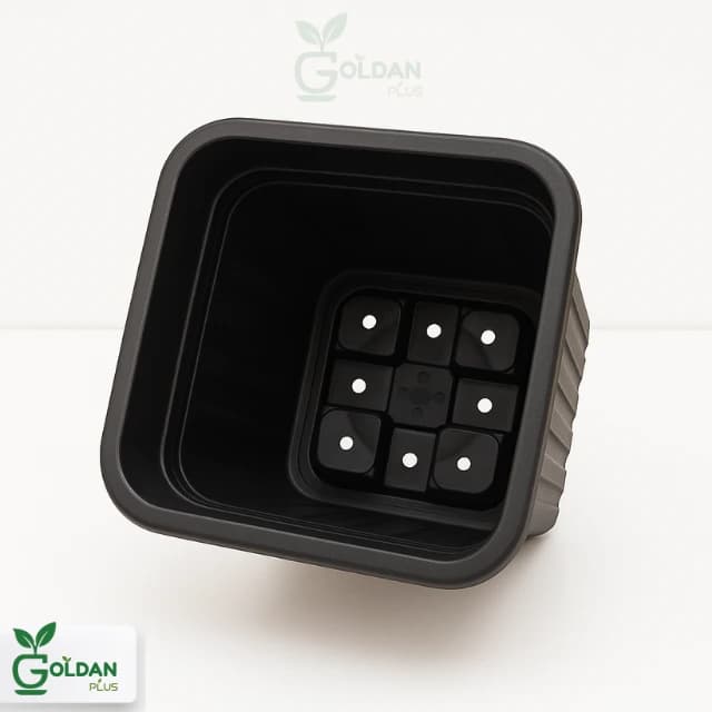 گلدان گلخانه ای مشکی مربعی 20*25 — تصویر ۵