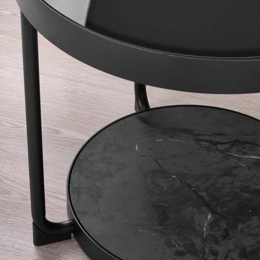 میز قهوه / میز کنار مبلی، ست ۲ عددی، طرح مرمر آنتراسیت / شیشه مشکی ایکیا مدل FRÖTORP — تصویر ۵