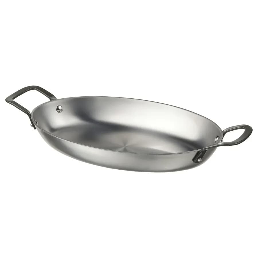 ماهیتابه بیضی شکل از جنس استیل کربنی ابعاد 32×22 ایکیا مدل VARDAGEN