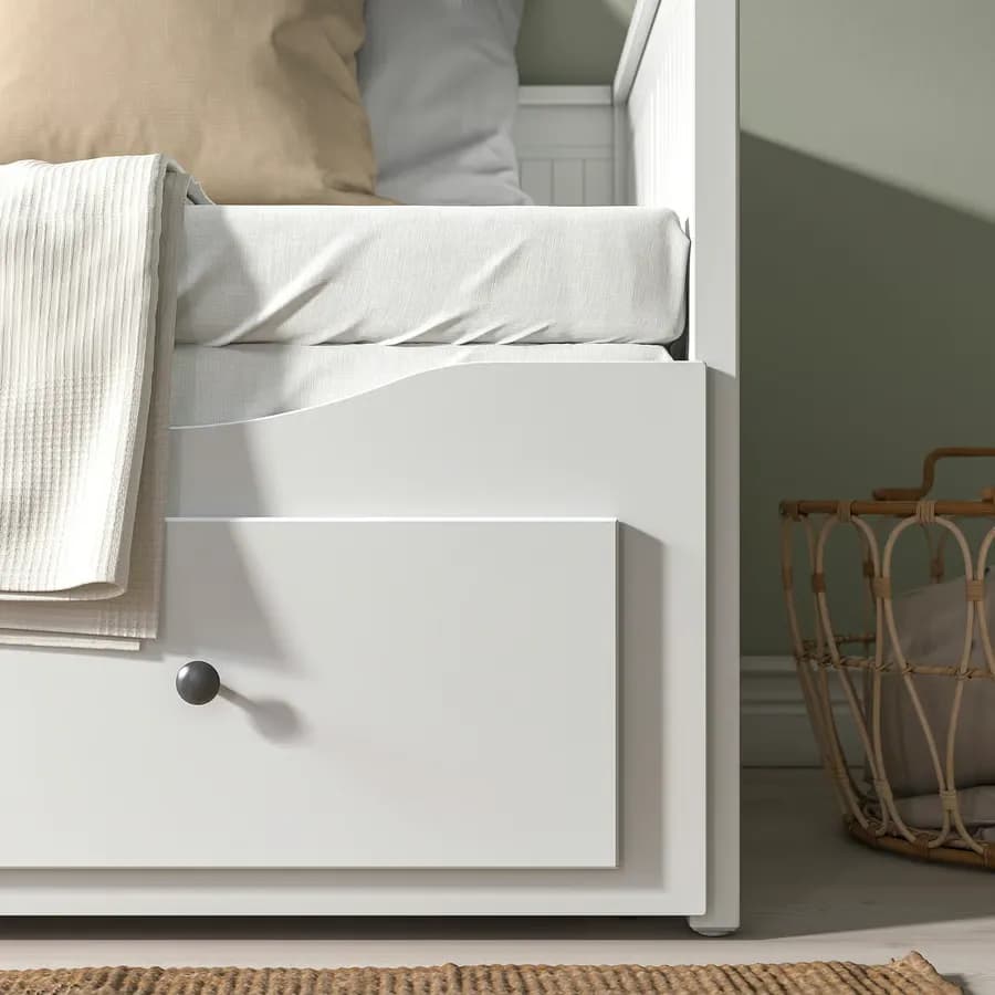 مبل تختخواب شو با ۳ کشو/۲ تشک، سفید سایز ۸۰x۲۰۰ ایکیا مدل HEMNES — تصویر ۳