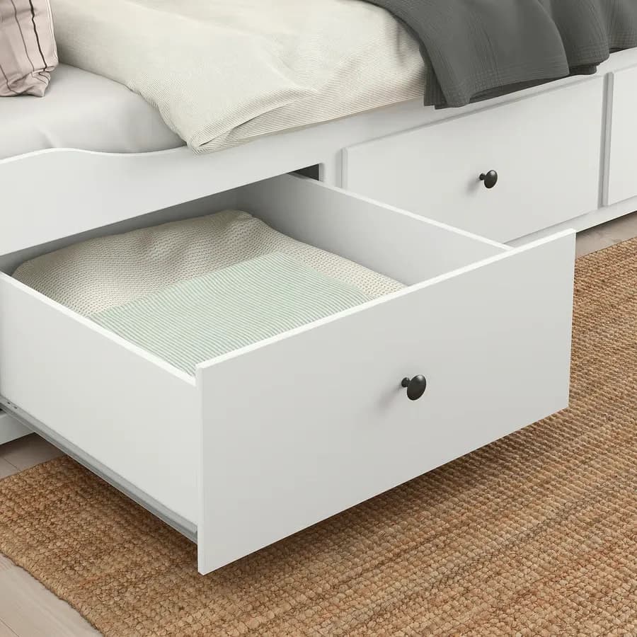 مبل تختخواب شو با ۳ کشو/۲ تشک، سفید سایز ۸۰x۲۰۰ ایکیا مدل HEMNES — تصویر ۴
