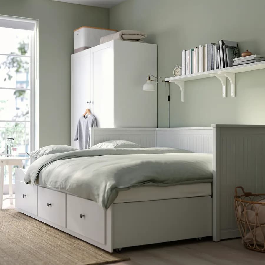 مبل تختخواب شو با ۳ کشو/۲ تشک، سفید سایز ۸۰x۲۰۰ ایکیا مدل HEMNES — تصویر ۶