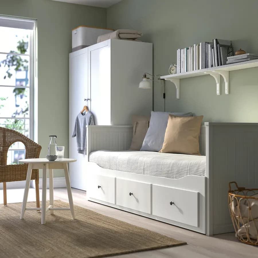 مبل تختخواب شو با ۳ کشو/۲ تشک، سفید سایز ۸۰x۲۰۰ ایکیا مدل HEMNES — تصویر ۷