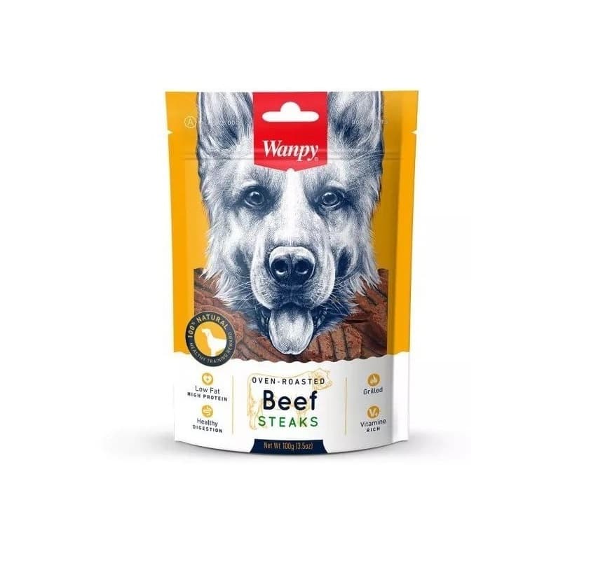 تشویقی سگ ونپی Wanpy Dog Treat With Beef STEAKS مدل استیک گوساله وزن 100 گرم