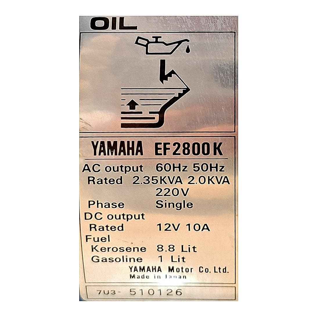موتور برق 2 کیلووات یاماها اصل ژاپن مدل YAMAHA EF2800 K — تصویر ۴