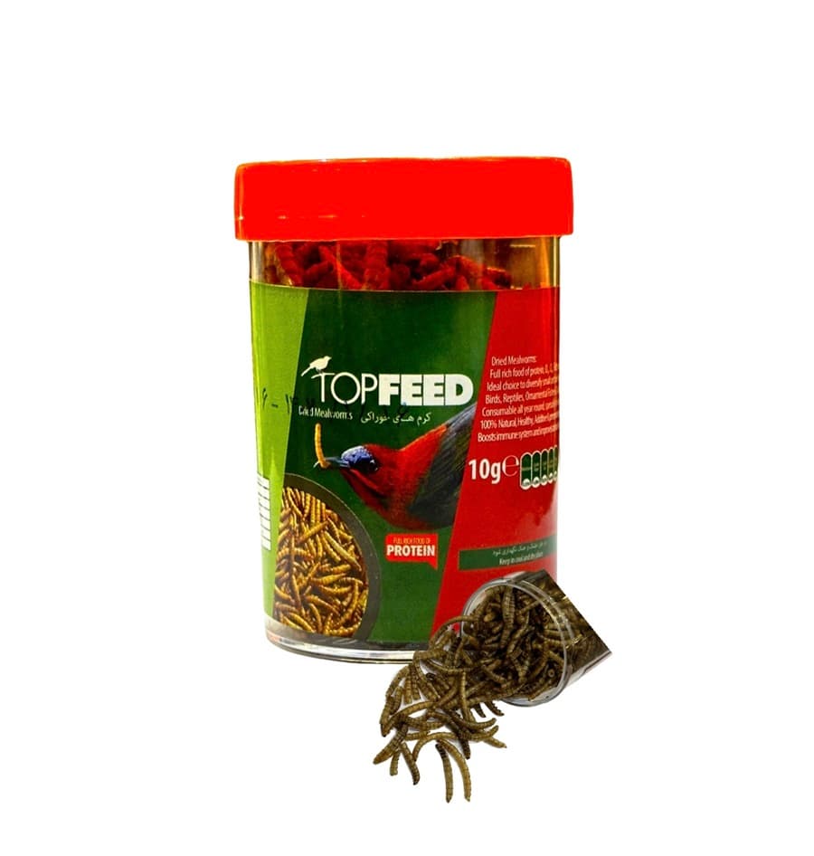 میل ورم خشک شده (کرم مغذی) پرندگان، خزندگان و لاک پشت تاپ فید Topfeed Dry Mealworm وزن 40 گرم
