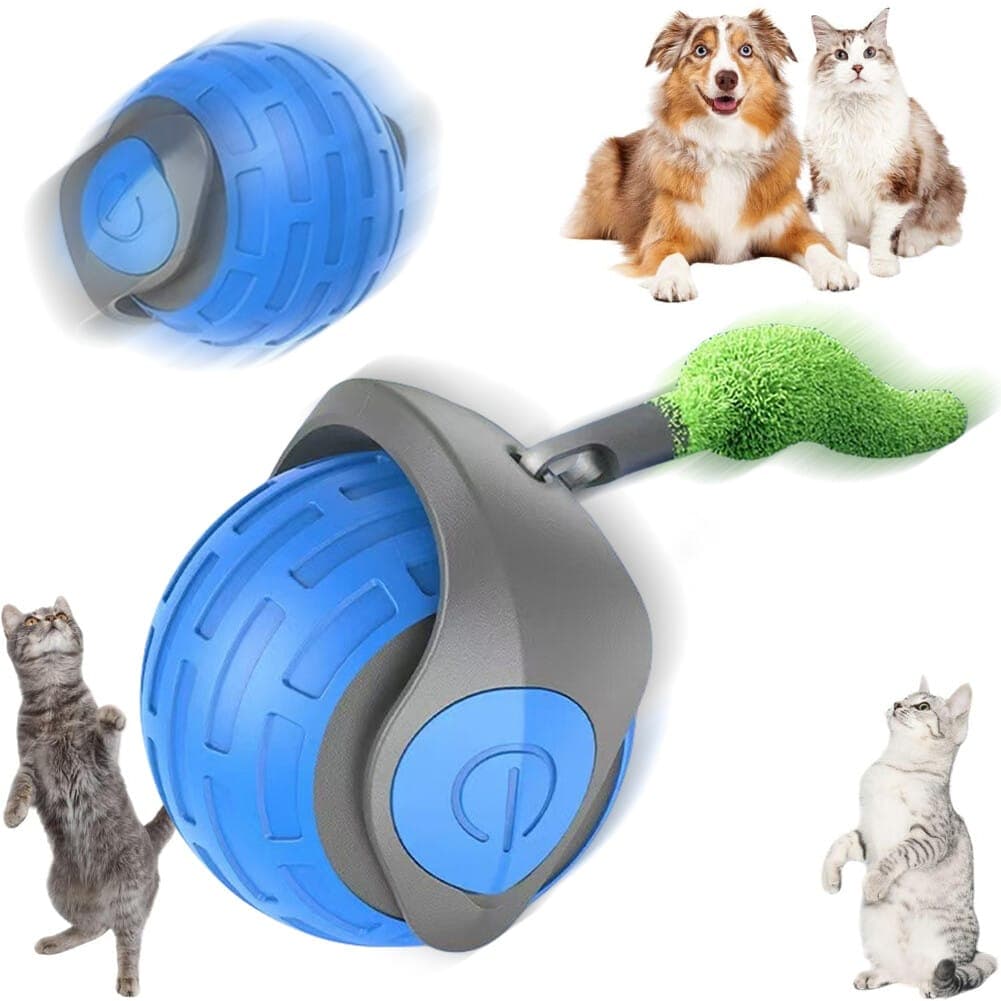 اسباب بازی توپ هوشمند دنباله دار شارژی اتوماتیک سگ و گربه پردار Teasing Cat Ball — تصویر ۳