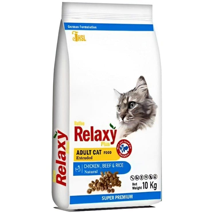 غذای خشک گربه بالغ طعم مرغ و گوشت و برنج برند Relaxy ریلکسی 10 کیلویی