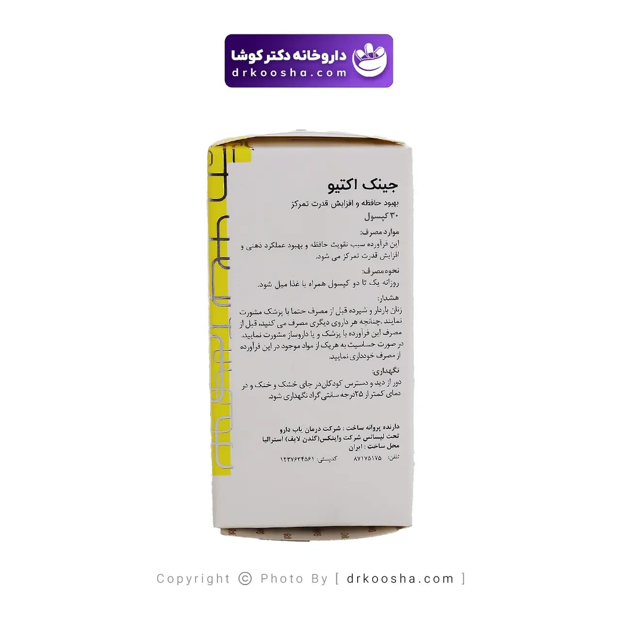 قرص جینک اکتیو گلدن لایف 30 عدد — تصویر ۴