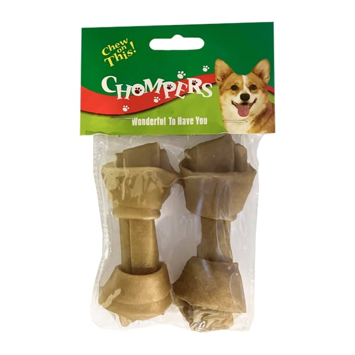 تشویقی سگ ژلاتینی مدل استخوان دو سرگره دمبلی 2 عددی چمپرز (Chompers) وزن 50 گرم