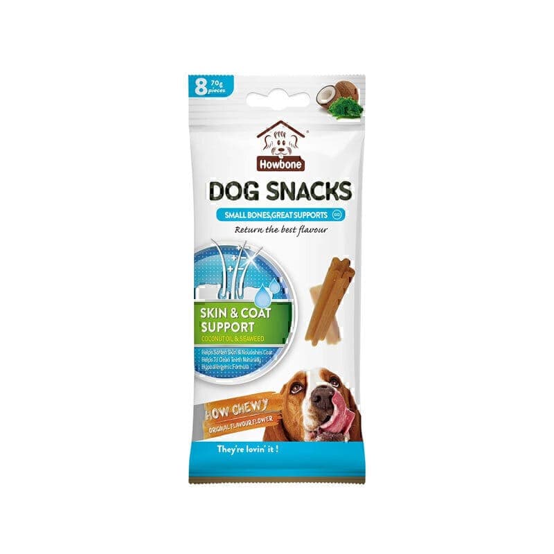 اسنک تشویقی سگ مناسب برای پوست و مو هابون Howbone Dog Snacks Skin & Coat Support بسته 8 عددی