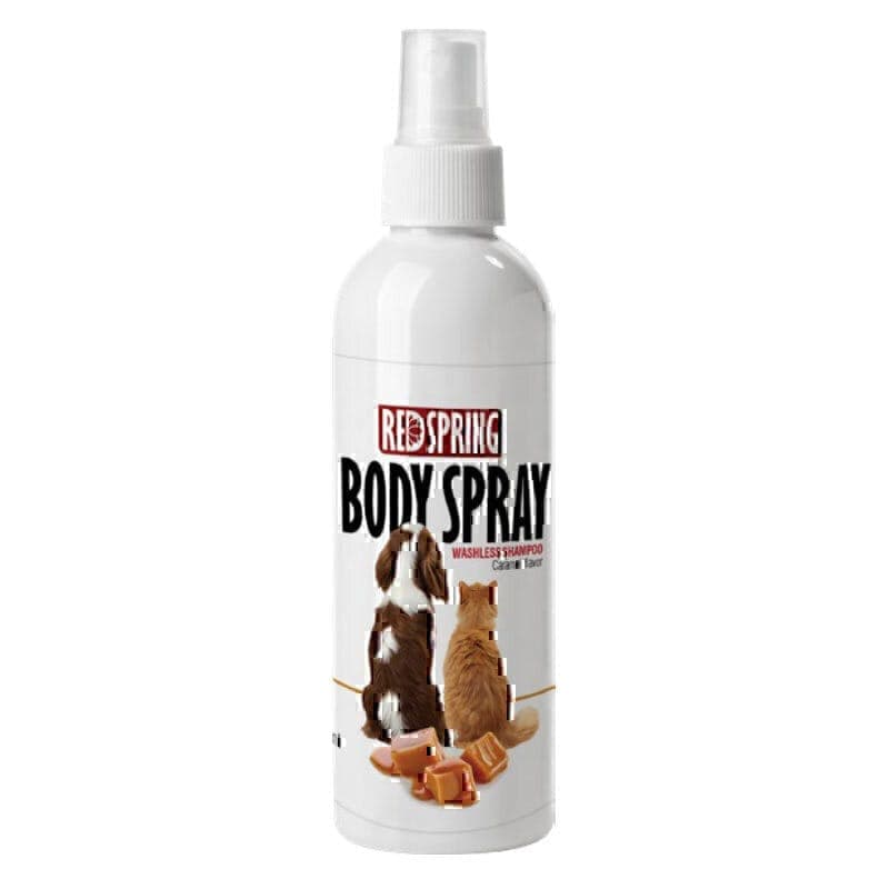 محلول ضد عفونی کننده بدن حیوانات، سگ گربه رداسپرینگ با عصاره کارامل Redspring Body Spray حجم 150 میلی لیتر