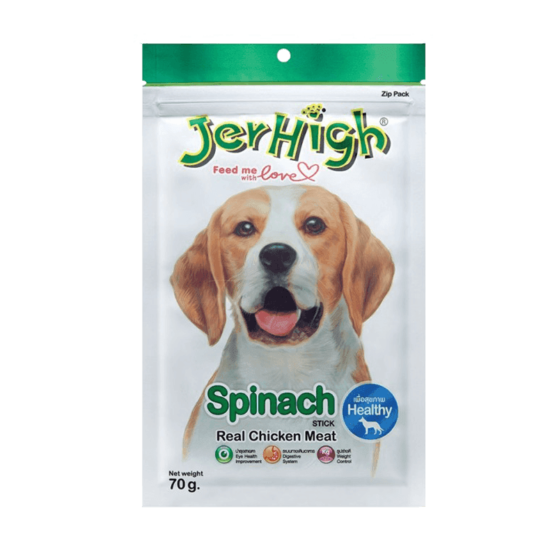 تشویقی سگ با طعم اسفناج جرهای Jerhigh Chicken Sticks Spinach وزن 70 گرم — تصویر ۲