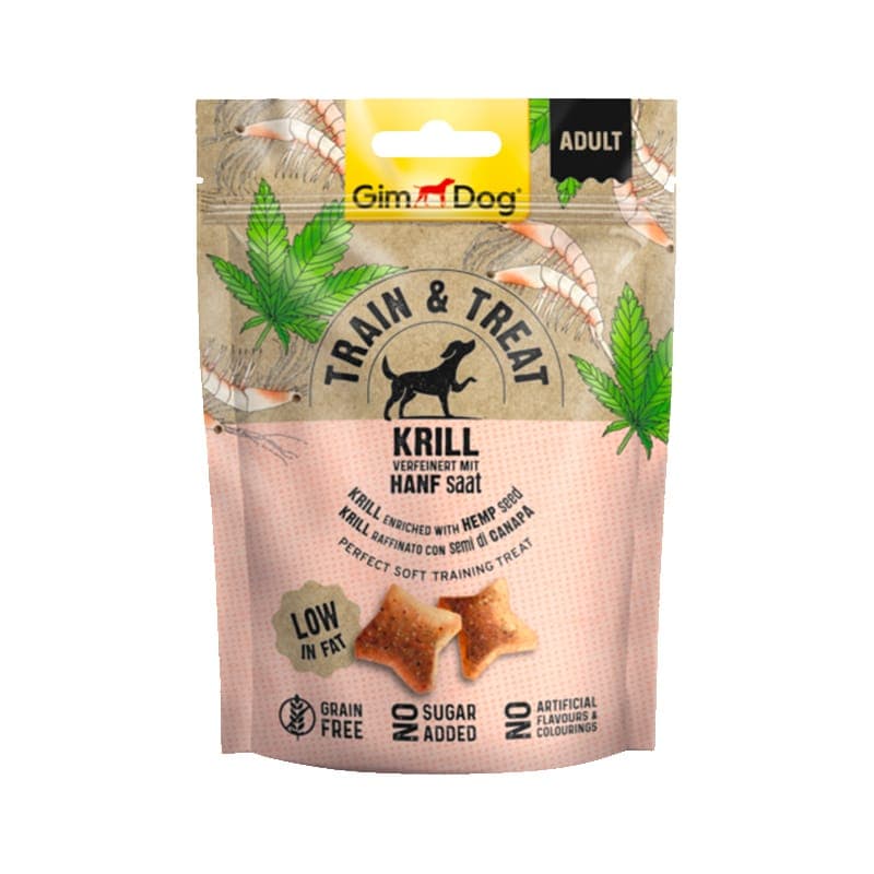 اسنک تشویقی سگ جیم داگ طعم گوشت کریل و شاهدانه GimDog Krill with Hemp وزن 125 گرم