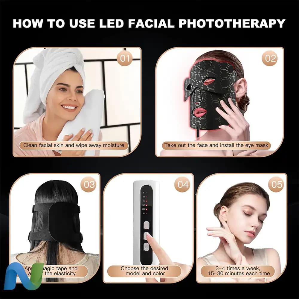 ماسک صورت نوردرمانی قرمز McDen با ۷ رنگ نور ملایم LED — تصویر ۵