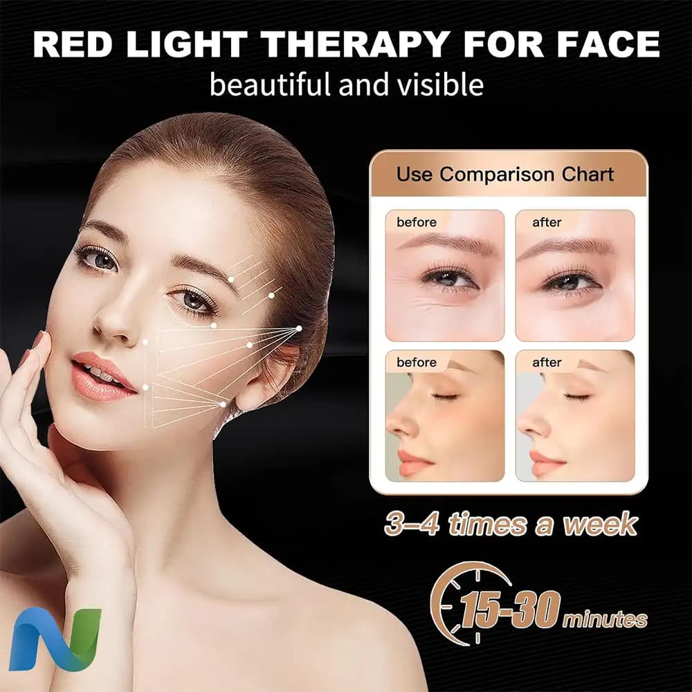 ماسک صورت نوردرمانی قرمز McDen با ۷ رنگ نور ملایم LED — تصویر ۹