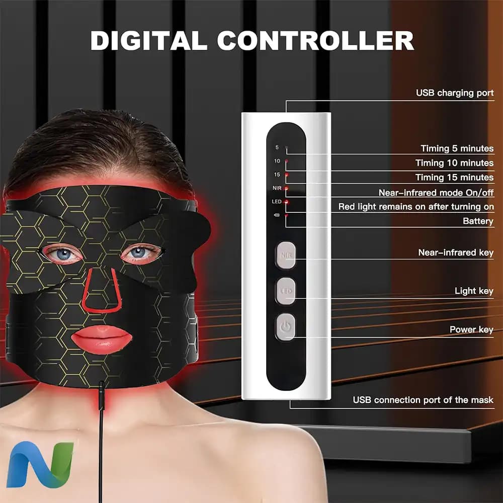 ماسک صورت نوردرمانی قرمز McDen با ۷ رنگ نور ملایم LED — تصویر ۱۲