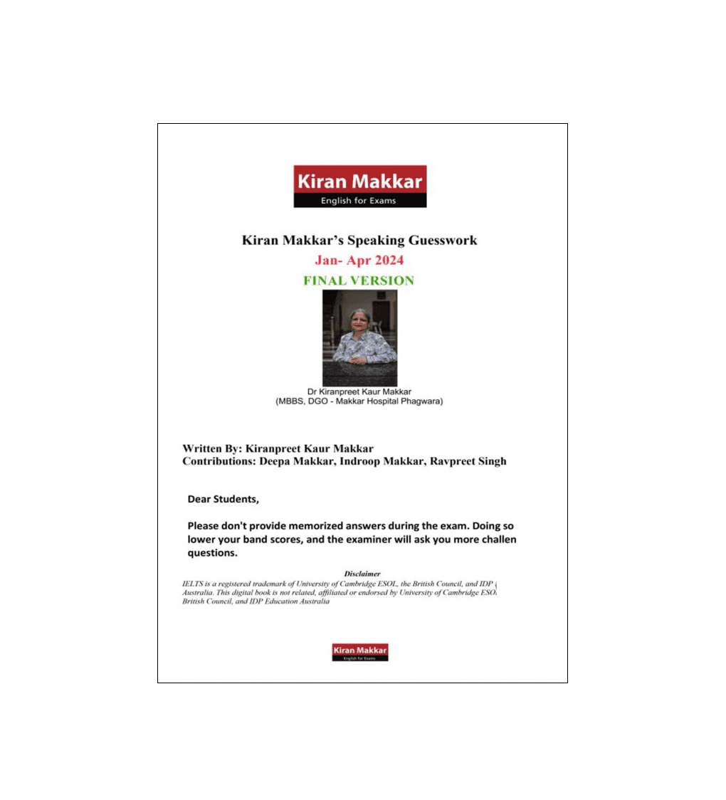 کتاب ماکار ایلتس اسپیکینگ Kiran Makkars Speaking Guesswork JAN APR 2024 Final Version — تصویر ۲