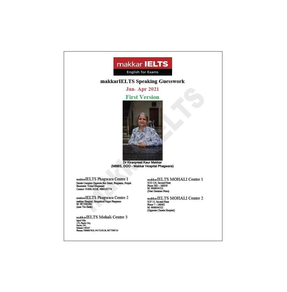 کتاب Makkar IELTS Speaking Jan – Apr 2021 First Version ماکار آیلتس اسپیکینگ — تصویر ۳