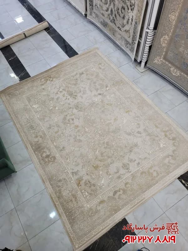 فرش موکا وینتیج 1200 شانه طرح افشان طلاکوب — تصویر ۴