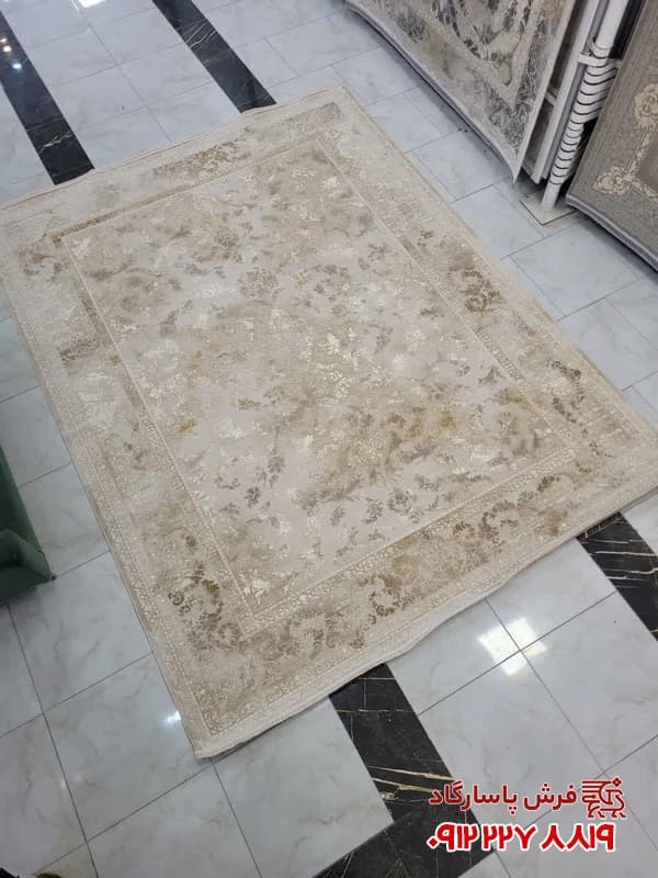 فرش وینتیج زمنیه موکا 1200 شانه افشان — تصویر ۴