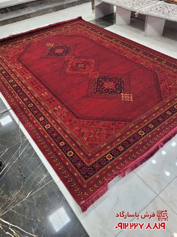فرش بلوچی قرمز 700 شانه تراکم 2550 اکرولیک 791 — تصویر ۲