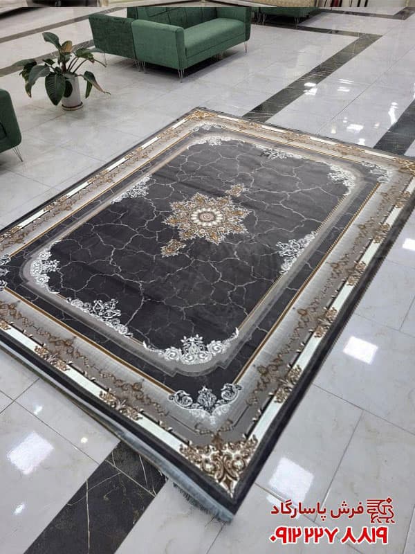 فرش دودی طلایی 700 شانه وینتیج طرح سیما