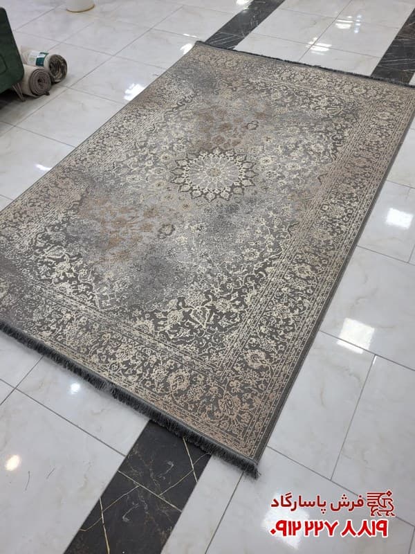 فرش طوسی وینتیج بافت لوپ مدل 9901 — تصویر ۲