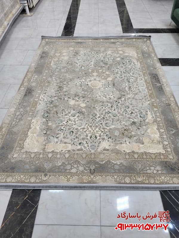 فرش جدید طوسی سبز 1200 شانه افشان — تصویر ۳