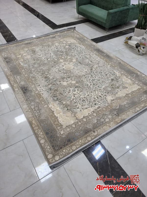 فرش جدید طوسی سبز 1200 شانه افشان