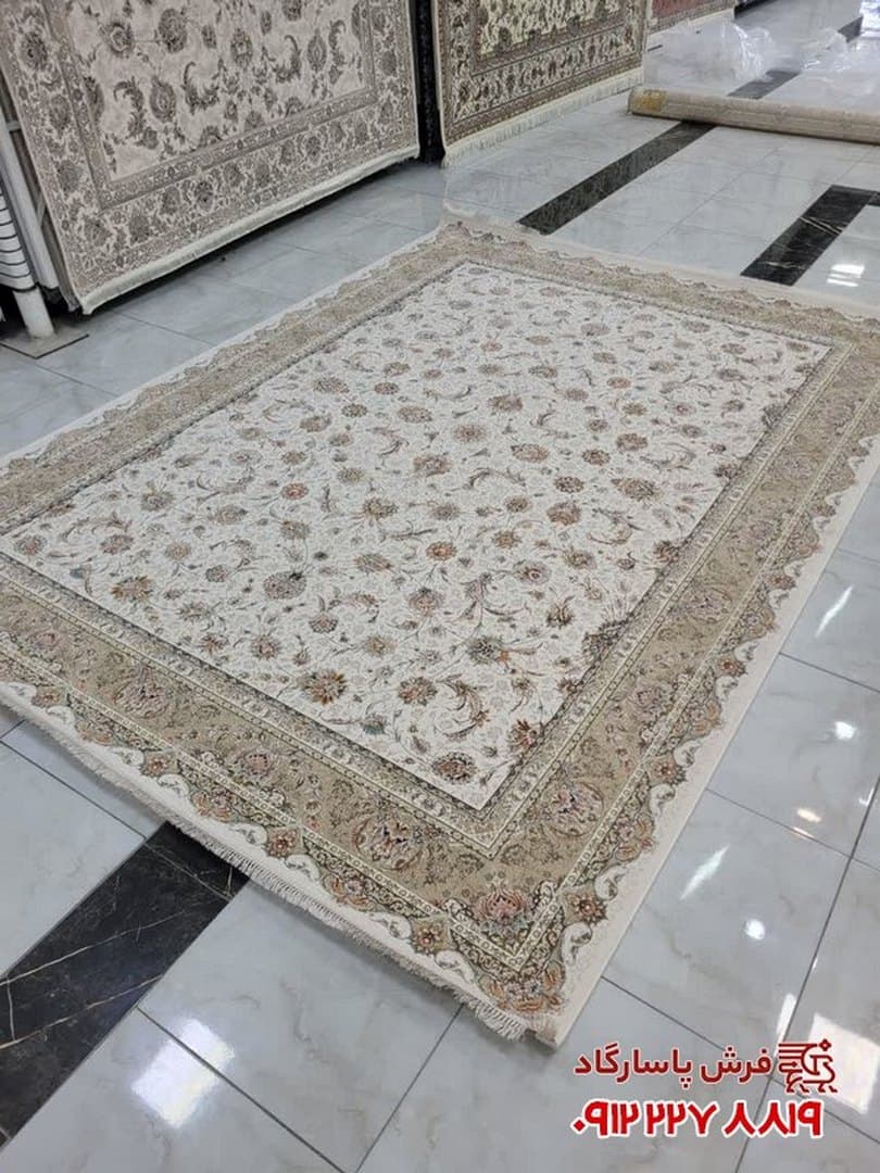 فرش طلاکوب کرمی 1500 شانه افشان تراکم 4500 مدل یاشار — تصویر ۴