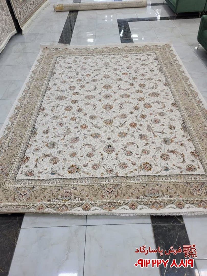 فرش طلاکوب کرمی 1500 شانه افشان تراکم 4500 مدل یاشار — تصویر ۹