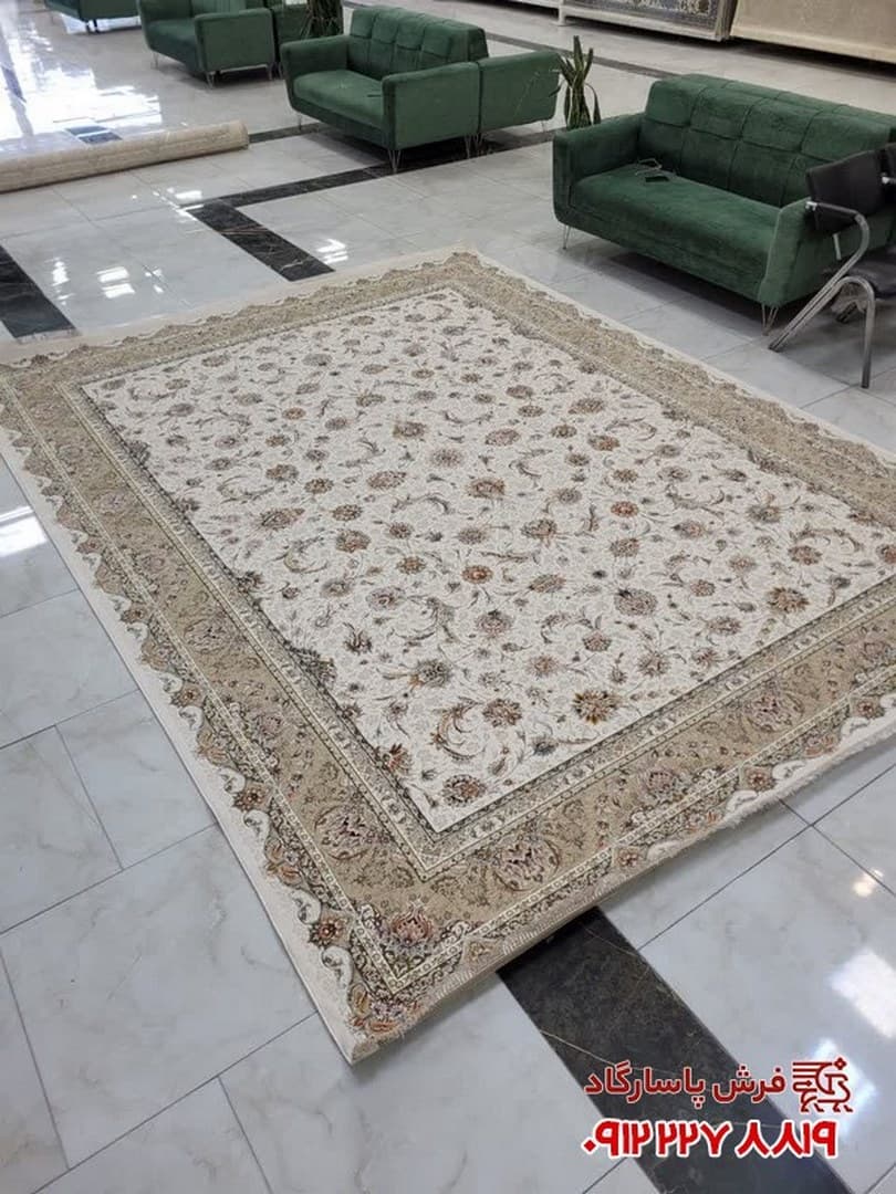 فرش طلاکوب کرمی 1500 شانه افشان تراکم 4500 مدل یاشار