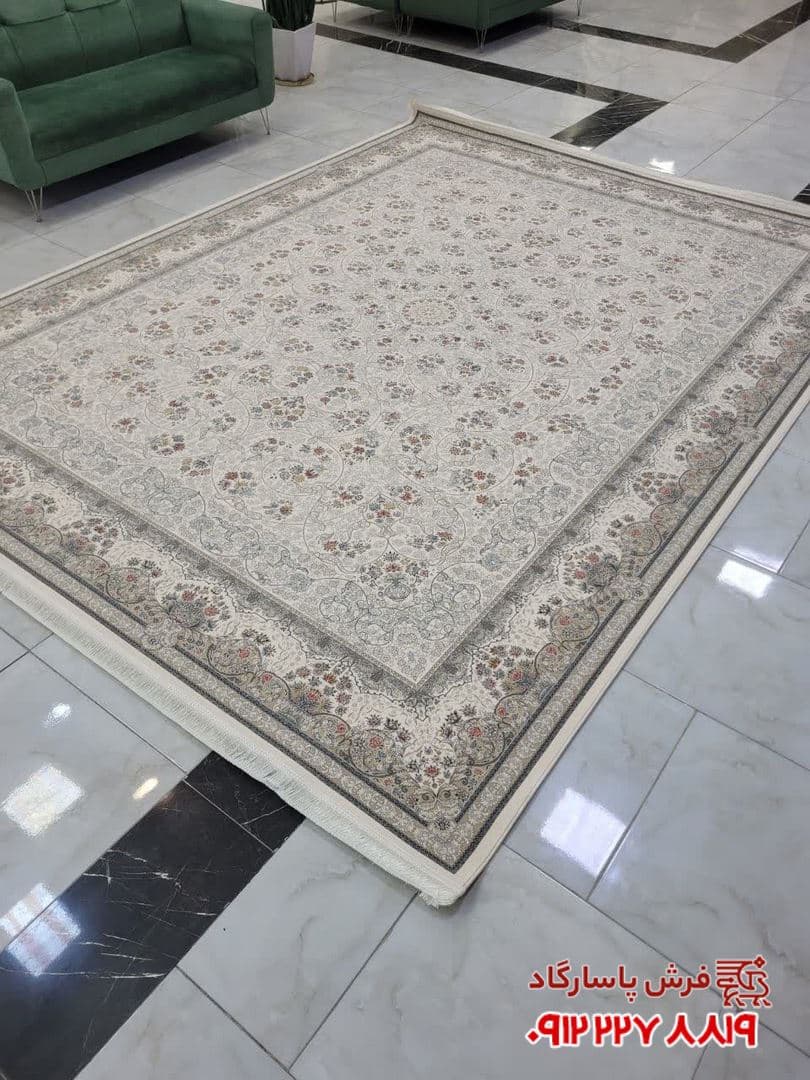 فرش کرم رنگ 1200 شانه تراکم 3600 طرح بهار — تصویر ۴