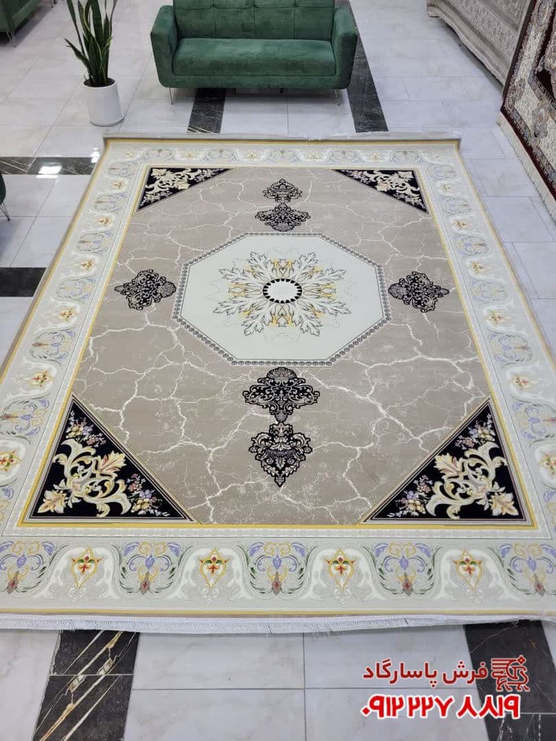 فرش 1200 شانه سرامیکی طرح زنوس زمینه بژ — تصویر ۴