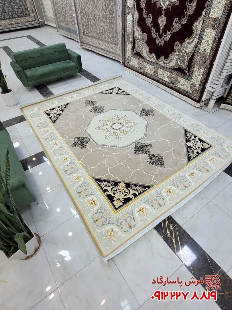فرش 1200 شانه سرامیکی طرح زنوس زمینه بژ