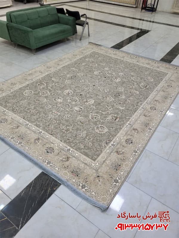 فرش نسکافه ای 1200 شانه طلاکوب طرح افشان گلبن — تصویر ۴