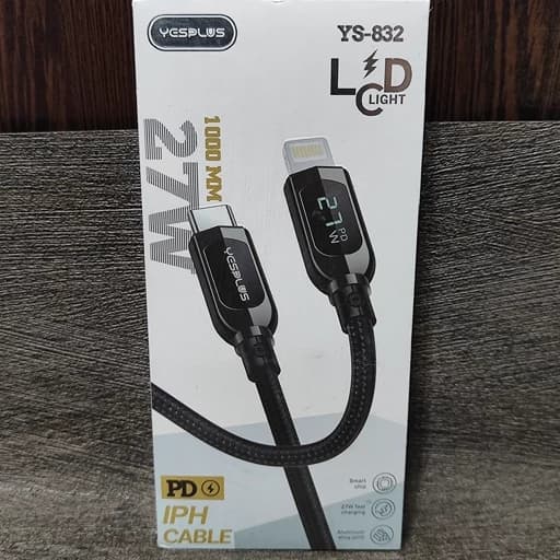سیم سارژر تایپ سی به آیفون نمایشگر دار کنفی برند یس پلاس مدل 841