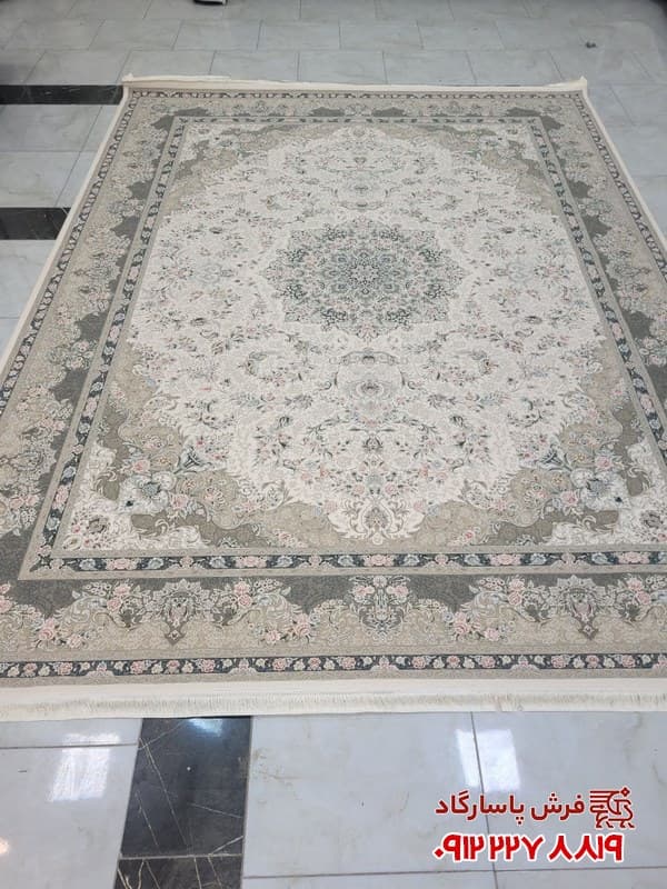 فرش کرمی 1200 شانه تراکم 3600 طرح سیما — تصویر ۴