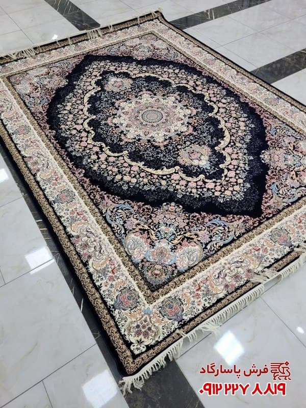 فرش سرمه ای 1200 شانه طرح ستاره — تصویر ۳