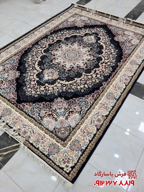 فرش سرمه ای 1200 شانه طرح ستاره