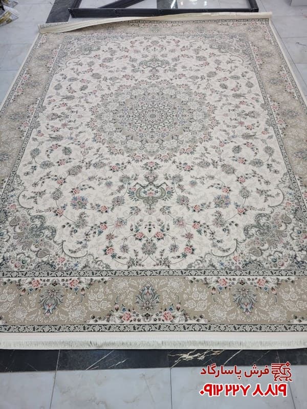 فرش دستباف کرم رنگ 1200 شانه طرح لیان — تصویر ۹