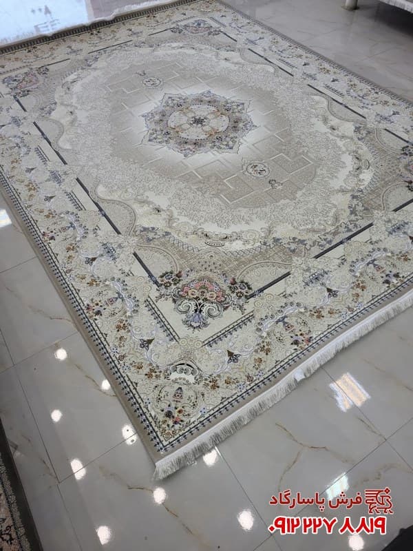 فرش کلاسیک جدید 1200 شانه طرح کیان زمینه ترمه‌ای