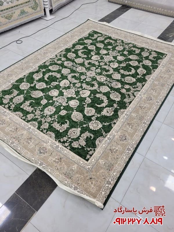 فرش سبز زیتونی افشان 1200 شانه تراکم 3600 — تصویر ۹